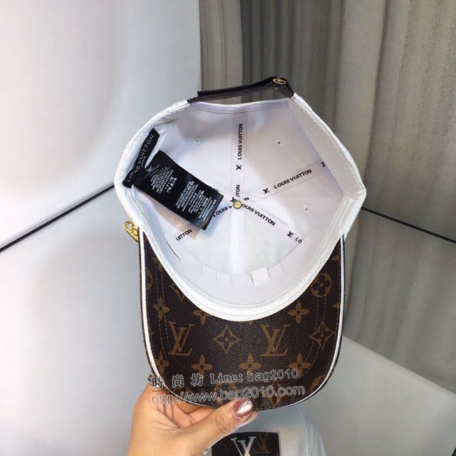 LV新品男士帽子 路易威登真皮壓花拼接鴨舌帽棒球帽  mm1524